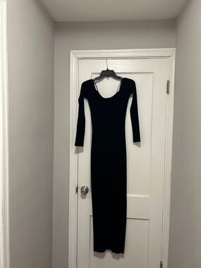 Fashion Nova Black Long Sleeve Bodycon Maxi Dress